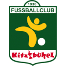 FC Kitzbühel Logo; österreichisches Fußballvereinsemblem mit stilisiertem Spieler und Ball auf grünem Hintergrund.