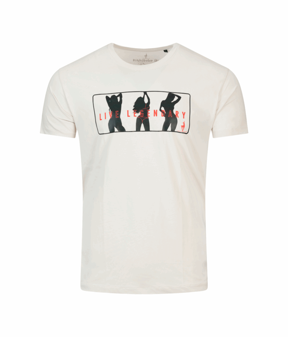 Kitzbüheler Ski Herren T-Shirt in weiß mit schwarz-rotem Design